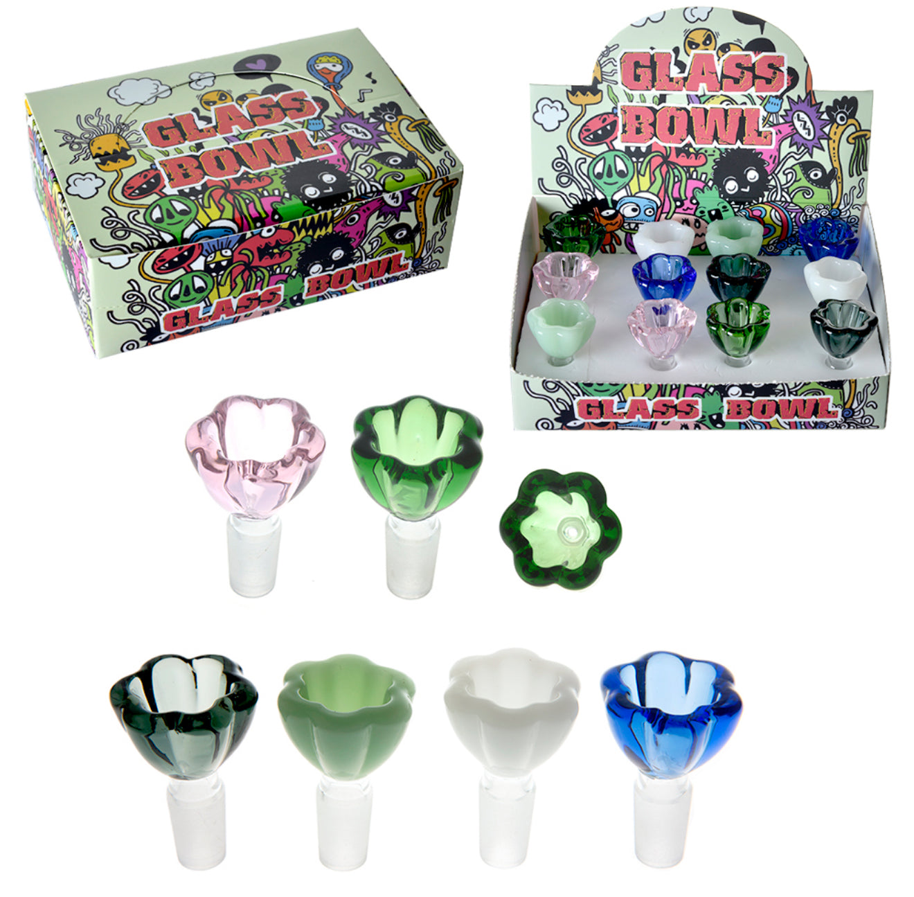 FLOWER SHAPED GLASS BOWL 14MM