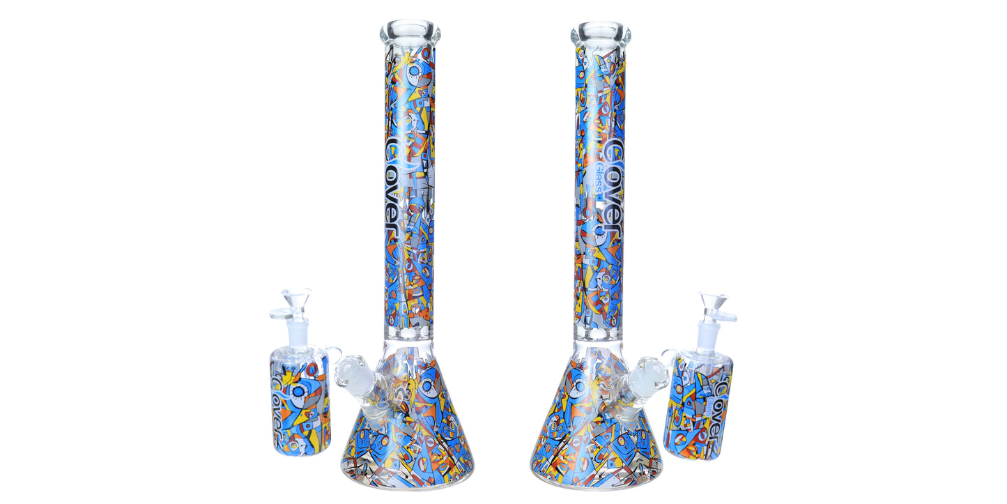 Clover Beaker Style 7MM WATER PIPE WITH ASH CATCHER - 19 INCH