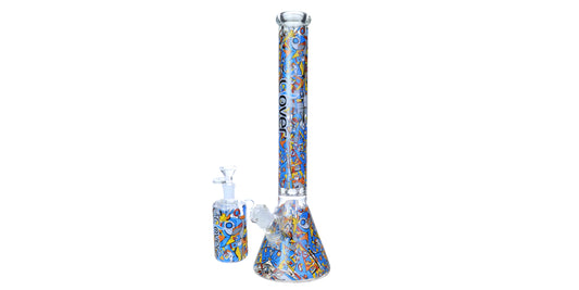 Clover Beaker Style 7MM WATER PIPE WITH ASH CATCHER - 19 INCH