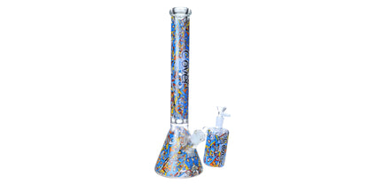 Clover Beaker Style 7MM WATER PIPE WITH ASH CATCHER - 19 INCH